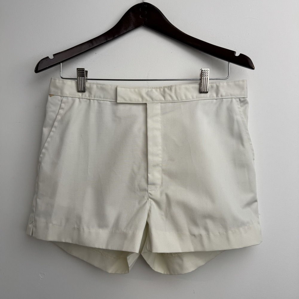 VTG Court Casuals Tennis Shorts Womens 34 White Made in USA 80s Pockets NEW NWT